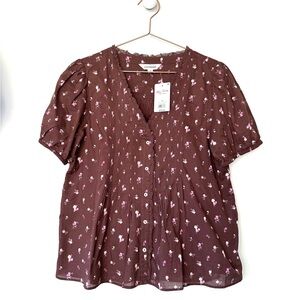 Lucky Brand Chocolate Floral Blouse